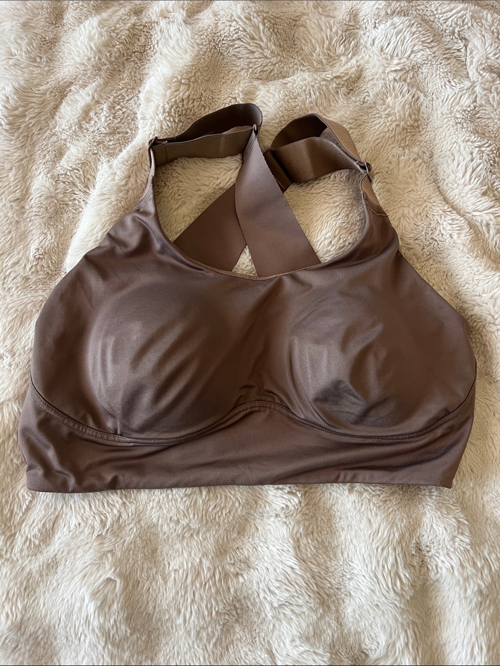 Women’s Brown Supportive Cross-Back Sports Bra